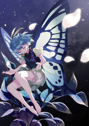 Rule 34 | 1girl, butterfly wings, commentary request, eternity larva, full body, highres, insect wings, plant, shayuheisi, solo, touhou, wings