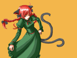 Rule 34 | 1girl, :p, animal ears, bad id, bad pixiv id, braid, cat ears, cat girl, cat tail, female focus, kaenbyou rin, kuronuko neero, multiple tails, red eyes, red hair, simple background, solo, standing, tail, tongue, tongue out, touhou, twin braids