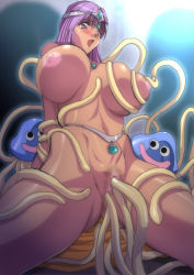 Rule 34 | 1girl, :d, :o, anal, arm grab, bad anatomy, bestiality, blurry, blush, breasts, breasts apart, censored, chunsoft, circlet, cowboy shot, creature, dark-skinned female, dark skin, depth of field, double penetration, dragon quest, dragon quest iv, enix, female pubic hair, from below, gem, grabbing, grabbing another&#039;s breast, grabbing from behind, group sex, hair between eyes, healslime, hip bones, hip focus, huge breasts, ichijiku, interspecies, jewelry, long hair, looking at another, looking to the side, looking up, manya (dq4), moaning, monster, multiple insertions, multiple penetration, nipples, nude, open mouth, outline, parted bangs, pubic hair, puffy nipples, purple eyes, purple hair, pussy, raised eyebrows, rape, restrained, slime (dragon quest), smile, solo, spread legs, tentacle sex, tentacles, thigh grab, thighs, threesome, triple penetration, vaginal