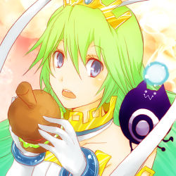 Rule 34 | .hack//, .hack//link, 1girl, aika (.hack), bandai, blue eyes, chimchim, crown, cyber connect 2, female focus, gloves, green hair, long hair, lowres, moonchild aby, open mouth, solo
