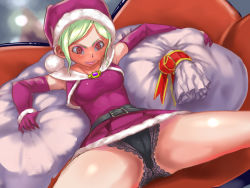 Rule 34 | 1girl, anlucea, breasts, cameltoe, christmas, commentary request, dragon quest, dragon quest x, medium breasts, mole, mole under mouth, panties, short hair, smile, solo, underwear