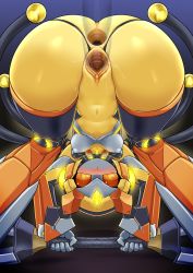 Rule 34 | 1girl, absurdres, ass, double penetration, highres, invisible penis, looking at viewer, pochincoff, pussy, robot, robot girl, top-down bottom-up, virtual world oto-hime - toutou, yellow anus, yellow pussy, yu-gi-oh!