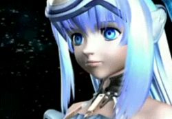 Rule 34 | 00s, android, animated, animated gif, armor, blue eyes, blue hair, elbow gloves, garter belt, gloves, kos-mos, laser, long hair, lowres, space, x buster, xenosaga