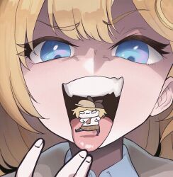Rule 34 | 2girls, animated, animated gif, blonde hair, blue eyes, dancing, highres, hololive, hololive english, looking at another, looking down, multiple girls, open mouth, shadow, short hair, smol ame, teeth, tongue, tongue out, trembling, virtual youtuber, watson amelia, zedd (zedgawr)