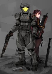 Rule 34 | 1boy, 1girl, ammunition, armor, bad id, bad pixiv id, bullet, bullpup, character request, commentary request, crossover, double-barreled shotgun, girls&#039; frontline, gun, halo, halo (series), handgun, handgun cartridge, highres, holding, holding weapon, katagiri ags, looking at viewer, looking back, multiple-barrel firearm, power armor, revolver, rifle, sawed-off shotgun, shotgun, shotgun shell, shotgun shell holder, side-by-side-barreled shotgun, sniper rifle, sword, thighhighs, underlug, wa2000 (girls&#039; frontline), walther, walther wa 2000, weapon