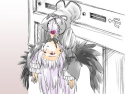 Rule 34 | 00s, computer, farge, pink eyes, rozen maiden, solo, suigintou, usb, white hair, wings