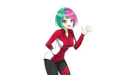 Rule 34 | dolphin wave, green hair, helly lewis, highres, multicolored hair, official art, ootomo takuji, pantyhose, pink hair, shorts, sportswear, yellow eyes