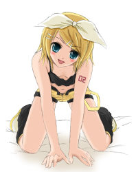 Rule 34 | 1girl, bad id, bad pixiv id, breasts, cleavage, downblouse, highres, kagamine rin, nekokotei, short hair, small breasts, solo, vocaloid