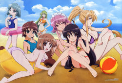 Rule 34 | 00s, 6+girls, :d, absurdres, age difference, ahoge, aizawa sumie, antenna hair, aqua eyes, arched back, arm grab, ass, back, ball, banana boat, bandeau, bare back, barefoot, beach, beachball, bikini, black hair, blonde hair, blue eyes, blue hair, blue one-piece swimsuit, blush, bob cut, breasts, brown eyes, brown hair, cleavage, clenched hand, cloud, crossed legs, day, earrings, eating, everyone, feet, finger to face, finger to own chin, flat chest, floating hair, food, frills, from side, full body, glasses, green eyes, green hair, grin, groin, hair between eyes, hair bun, hand on own chin, hand on own hip, head tilt, high ponytail, highres, holding, hug, hug from behind, huge ahoge, ikayaki, index finger raised, inflatable raft, innertube, jewelry, knees together feet apart, konoe fumina, large breasts, leaning, legs, light smile, lipstick, long hair, long legs, looking at viewer, looking back, lowleg, lowleg bikini, lying, maid, maid headdress, makeup, margery daw, mature female, megami magazine, multiple girls, name tag, ocean, official art, ogata matake, on ground, on stomach, one-piece swimsuit, open mouth, orange bikini, outdoors, pheles, pince-nez, pink eyes, ponytail, purple bikini, purple hair, reclining, red lips, scan, school swimsuit, semi-rimless eyewear, shakugan no shana, shakugan no shana ii, shana, short hair, sideboob, sidelocks, single hair bun, sitting, sky, small breasts, smile, straddling, string bikini, striped bikini, striped clothes, stroking own chin, swim ring, swimsuit, tan, taut clothes, toes, tomboy, transparent, under-rim eyewear, untied bikini, very long hair, water, wilhelmina carmel, yoshida kazumi