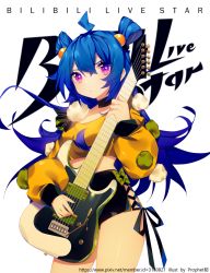 Rule 34 | + +, 1girl, ahoge, alternate costume, alternate eye color, alternate hairstyle, artist name, bili girl 22, bilibili, blue hair, blush, breasts, choker, closed mouth, collarbone, copyright name, guitar, holding, holding instrument, instrument, long hair, looking at viewer, medium breasts, nail polish, official art, pink eyes, pixiv id, prophet chu, solo, watermark, web address
