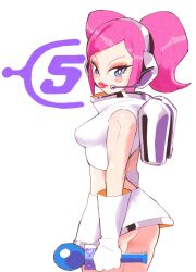 Rule 34 | 1girl, 2021, ass, gloves, headset, highres, inkerton-kun, lipstick, makeup, pink hair, skirt, space channel 5, twintails, ulala
