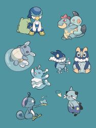 Rule 34 | &gt; &lt;, :d, arms up, black eyes, blue background, bright pupils, brionne, bubble, carrying, claws, closed eyes, closed mouth, creatures (company), croconaw, dewott, drizzile, fangs, fangs out, frogadier, frown, game freak, gen 1 pokemon, gen 2 pokemon, gen 3 pokemon, gen 4 pokemon, gen 5 pokemon, gen 6 pokemon, gen 7 pokemon, gen 8 pokemon, highres, looking at another, lying, marshtomp, nintendo, no humans, on back, one eye covered, open mouth, outstretched arm, piggyback, pokemon, pokemon (creature), prinplup, quaxwell, red eyes, sharp teeth, simple background, sitting, smile, substitute (pokemon), sumi fms, teeth, wartortle, water, white pupils