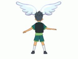 Rule 34 | animated, animated gif, backpack, bag, blue hair, child, inazuma eleven, inazuma eleven (series), randoseru, shorts, spiked hair, utsunomiya toramaru, wings