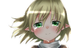 Rule 34 | 1girl, backlighting, blonde hair, blush, confession, crying, crying with eyes open, dripping, good end, green eyes, half updo, happy, happy tears, highres, kz oji, looking at viewer, mizuhashi parsee, pointy ears, portrait, short hair, smile, solo, tears, touhou, turtleneck