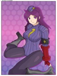Rule 34 | 1girl, asamiya athena, beret, bodysuit, capcom, corruption, crossover, fingerless gloves, gloves, hat, leotard, looking at viewer, mind control, on floor, shadaloo dolls, sitting, snk, spread legs, street fighter, the king of fighters