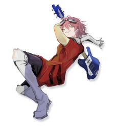 Rule 34 | 1girl, absurdres, boots, chinese text, flcl, guitar, haruhara haruko, highres, instrument, pink hair, simplified chinese text