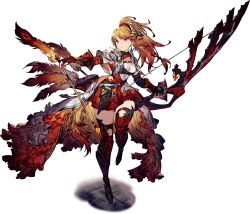 Rule 34 | 1girl, armor, arrow (projectile), bow (weapon), braid, breasts, cape, cetia (war of the visions: final fantasy brave exvius), choker, cleavage, cleavage cutout, clothing cutout, feathers, final fantasy, final fantasy brave exvius, fur trim, greaves, high ponytail, holding, holding arrow, holding bow (weapon), holding weapon, huge weapon, medium breasts, medium hair, official art, orange hair, pauldrons, purple eyes, quiver, shoulder armor, transparent background, war of the visions: final fantasy brave exvius, weapon