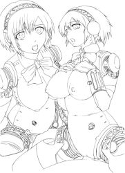 Rule 34 | 1girl, aegis (persona), android, atlus, bow, breasts, clothed sex, cowgirl position, girl on top, greyscale, headphones, huge breasts, monochrome, nipples, open mouth, penis, persona, persona 3, sex, shinozuka jouji, straddling, uncensored, vaginal