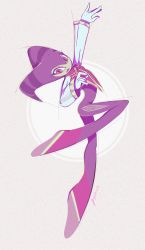 Rule 34 | 1other, absurdres, androgynous, ballet, bodysuit, dynamic pose, flying, gloves, hat, highres, jessica mcginnis, jester, jester cap, long sleeves, looking at viewer, nights (character), nights into dreams, open mouth, sega, simple background, solo, surprised, vest, white gloves
