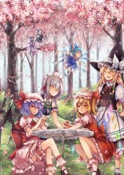 Rule 34 | 6+girls, ankle cuffs, apron, artist name, bat wings, beret, blonde hair, blouse, blue hair, book, bow, bowtie, braid, brooch, cake, chair, cherry blossoms, china dress, chinese clothes, cirno, cloak, closed eyes, crane stance, crescent, crescent moon, crossed legs, dress, fang, flandre scarlet, flying, food, frown, fruit, grass, grey hair, hair bow, hand on another&#039;s head, hat, hat ornament, head wings, headpat, highres, hong meiling, ice, ice wings, in tree, izayoi sakuya, jewelry, jumping, kaneblob, kirisame marisa, knee up, koakuma, laughing, light purple hair, long hair, maid, maid apron, maid headdress, md5 mismatch, mob cap, moon, multiple girls, nail polish, open mouth, patchouli knowledge, puffy sleeves, purple hair, red eyes, red hair, remilia scarlet, resized, resolution mismatch, rope, shimenawa, shirt, shoes, short hair, side braid, side ponytail, sitting, sitting in tree, skirt, skirt set, smile, source smaller, star (symbol), strawberry, striped clothes, striped dress, table, tablecloth, touhou, tree, twin braids, upscaled, vest, watermark, web address, wings, witch hat