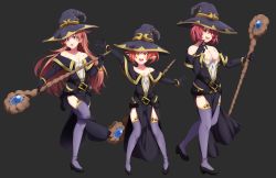 Rule 34 | 3girls, absurdres, bare shoulders, breasts, cleavage, cosplay, cow girl (goblin slayer!), goblin slayer!, hat, highres, large breasts, long hair, multiple girls, red hair, rhea fighter (goblin slayer!), thighhighs, witch (goblin slayer!), witch (goblin slayer!) (cosplay), witch hat