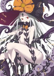 Rule 34 | 1girl, abigail williams (fate), artist request, ass, bad id, bad pixiv id, bare shoulders, black bow, black hat, black panties, bow, breasts, colored skin, fate/grand order, fate (series), forehead, hat, key, keyhole, long hair, looking at viewer, orange bow, panties, parted bangs, polka dot, polka dot bow, red eyes, simple background, small breasts, solo, tentacles, thighs, underwear, very long hair, white background, white hair, white skin, witch hat