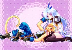 Rule 34 | 00s, 2boys, bad id, bad pixiv id, blonde hair, boots, final fantasy, final fantasy ix, fingerless gloves, gloves, green eyes, hand on another&#039;s face, hand on own face, kuja, lap pillow, lipstick, long hair, lying, makeup, male focus, minatosaiga, multiple boys, nail polish, on back, silver hair, sitting, tail, thighhighs, trap, wariza, yaoi, zidane tribal