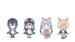 Rule 34 | african penguin (kemono friends), animal ears, black jacket, blonde hair, coyote, coyote (kemono friends), wolf ears, wolf tail, gloves, humboldt penguin (kemono friends), island fox (kemono friends), jacket, kemono friends, kemono friends v project, necktie, p alti, shirt, shoes, short hair, skirt, smile, tail, virtual youtuber, white shirt, yellow eyes, yellow gloves
