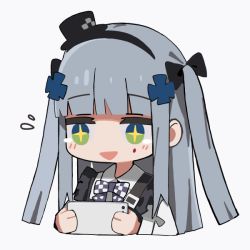 Rule 34 | + +, 1girl, alternate costume, apron, black apron, black bow, blunt bangs, blush, bow, bowtie, cellphone, checkered clothes, checkered neckwear, commentary request, cross hair ornament, dress, facial hair, facial tattoo, girls&#039; frontline, green eyes, hair bow, hair ornament, hk416 (black kitty&#039;s gift) (girls&#039; frontline), hk416 (girls&#039; frontline), holding, holding phone, official alternate costume, open mouth, phone, sidelocks, silver hair, simple background, smartphone, smile, tattoo, teardrop, teardrop tattoo, white background, yuki hotaru