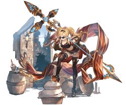 Rule 34 | 10s, 1girl, adjusting eyewear, adjusting glasses, bare shoulders, belt, blonde hair, blue eyes, detached sleeves, full body, granblue fantasy, holding, holding weapon, jacket, long hair, looking at viewer, looking over eyewear, looking over glasses, midriff, minaba hideo, official art, pleated skirt, skirt, smile, solo, sunglasses, tank top, thighhighs, tinted eyewear, transparent background, twintails, vaseraga, weapon, zeta (dark) (granblue fantasy), zeta (granblue fantasy), zettai ryouiki
