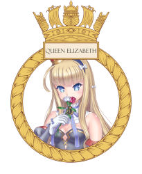 Rule 34 | 1girl, azur lane, character name, covering own mouth, ita ships&#039; badgees, queen elizabeth (azur lane), royal navy, self-upload, solo, yamikota