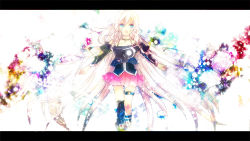 Rule 34 | 1girl, bad id, bad nicoseiga id, bare shoulders, braid, choker, ia (vocaloid), letterboxed, long hair, looking at viewer, music, off shoulder, open mouth, pink hair, sazanami shione, singing, single thighhigh, skirt, solo, thigh strap, thighhighs, twin braids, very long hair, vocaloid