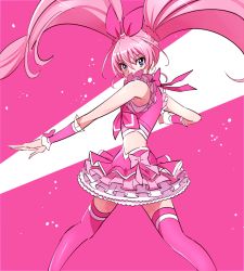 Rule 34 | 10s, 1girl, blue eyes, braid, cure melody, eyelashes, frilled skirt, frills, hair ornament, hair ribbon, houjou hibiki, long hair, looking at viewer, magical girl, midriff, naokado, pink background, pink hair, pink shirt, pink skirt, pink theme, pink thighhighs, precure, ribbon, shirt, sketch, skirt, solo, suite precure, thighhighs, thighs, twintails, wrist cuffs