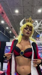 Rule 34 | 1other, 2girls, animated, ass, black panties, blonde hair, bowsette, bowsette (cosplay), bra, breasts, cleavage, cosplay, crown, ddlove, dragon horns, fate/grand order, fate (series), high heels, horns, indoors, long hair, looking at viewer, mario (series), medium breasts, mexican (nationality), multiple girls, new super mario bros. u deluxe, nintendo, nun, original, oz cosplay, panties, photo (medium), purple hair, red bra, red panties, short hair, shuten douji (fate), shuten douji (fate) (cosplay), sister charlotte (original), sister charlotte (original) (cosplay), skin-covered horns, small breasts, sound, tagme, thighhighs, underwear, video, white thighhighs