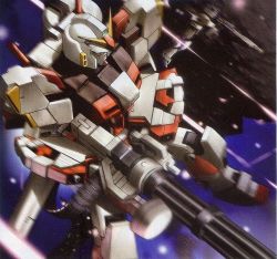 Rule 34 | gatling gun, gun, gundam, gundam g04, gundam g05, gundam side story: from place beyond the blaze, mecha, official art, robot, space, weapon