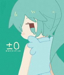 Rule 34 | +-0 (vocaloid), 1girl, animated, animated gif, aqua eyes, aqua hair, aqua theme, arms at sides, bare arms, bare shoulders, commentary, copyright name, covered mouth, english commentary, from behind, from side, green background, hatsune miku, hishimatope, jitome, long hair, looking at viewer, looking back, looping animation, no lineart, profile, sad, sleeveless, solo, tearing up, tears, texture, upper body, vocaloid