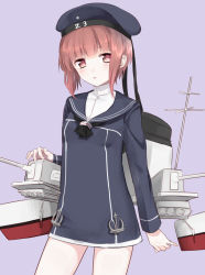 Rule 34 | 10s, 1girl, brown eyes, brown hair, hat, kantai collection, machinery, mirakururu, open mouth, short hair, simple background, solo, z3 max schultz (kancolle)