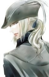 Rule 34 | 1girl, blonde hair, bloodborne, blue eyes, female focus, hat, highres, image sample, itsuki (itsukiovo), lady maria of the astral clocktower, lipstick, long hair, looking at viewer, makeup, open mouth, ponytail, smile, solo, the old hunters, upper body, white background