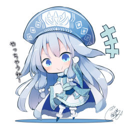 Rule 34 | &gt;:), +++, 1girl, ainu clothes, alternate color, beni shake, blue footwear, blue hat, blush, boots, chibi, closed mouth, commentary request, fate/grand order, fate (series), full body, fur-trimmed boots, fur trim, gloves, hair between eyes, hand up, hat, illyasviel von einzbern, leaning to the side, long hair, long sleeves, pantyhose, shadow, silver hair, sitonai (fate), sitonai (third ascension) (fate), smile, solo, standing, v-shaped eyebrows, very long hair, white background, white gloves, white pantyhose, wide sleeves
