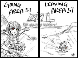 Rule 34 | 2koma, artist name, banana (girls&#039; frontline), collared shirt, comic, commentary, english commentary, english text, girls&#039; frontline, heterochromia, holding, holding megaphone, jacket, looking at viewer, megaphone, open clothes, open jacket, open mouth, partially colored, pointing, ro635 (girls&#039; frontline), running, scull, shirt, signature, skirt, teeth, upper teeth only