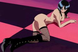 Rule 34 | 1girl, ass, boots, breasts, female focus, nico robin, nipples, nude, nude filter, one piece, solo, thighhighs, third-party edit