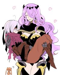 Rule 34 | 2girls, ^^^, ahoge, armor, bad id, bad twitter id, beruka (fire emblem), black armor, black panties, boots, breasts, camilla (fire emblem), capelet, carrying, cleavage, expressionless, closed eyes, fire emblem, fire emblem fates, hair over one eye, heart, highres, knee boots, large breasts, long hair, multiple girls, nintendo, open mouth, panties, princess carry, selena (fire emblem fates), simple background, smile, thigh boots, thighhighs, thighs, torisudesu, underwear