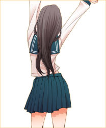 Rule 34 | 1girl, black hair, danshi koukousei no nichijou, from behind, long hair, mino (danshi koukousei), motoharu&#039;s older sister, rikko (jellyberry), school uniform, serafuku, skirt