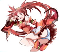 Rule 34 | 1girl, arc system works, ass, bare shoulders, blush, breasts, brown eyes, brown hair, chinese clothes, detached sleeves, dress, enpe, guilty gear, guilty gear xrd, guilty gear xrd: revelator, highres, kuradoberi jam, long hair, looking at viewer, open mouth, panties, skirt, smile, solo, underwear, upskirt