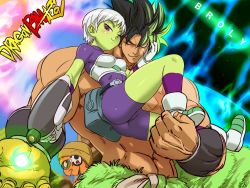 Rule 34 | 10s, 1girl, 2boys, abs, alien, ass, belt, biceps, black hair, blush, boots, broly (dragon ball super), cheelai, colored skin, curvy, dragon ball, dragon ball super, dragon ball super broly, empty eyes, energy, energy ball, energy gun, fushisha o, gloves, glowing, glowing hair, grabbing, green skin, gun, hand on another&#039;s face, hetero, holding, holding weapon, huge ass, lemo (dragon ball), looking at viewer, multiple boys, muscular, one eye closed, purple eyes, ray gun, scar, scouter, shiny skin, smile, spiked hair, stomach, topless male, weapon, wink, wristband