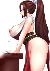 Rule 34 | 1girl, absurdres, ass, breasts, fatal fury, gigantic breasts, highres, huge ass, nipples, shiranui mai, smile, solo