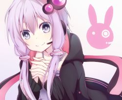 Rule 34 | 1girl, bad id, bad pixiv id, rabbit, closed mouth, hair ornament, own hands clasped, headset, long hair, own hands together, pink hair, purple eyes, smile, solo, sxupxdxxy, vocaloid, voiceroid, yuzuki yukari