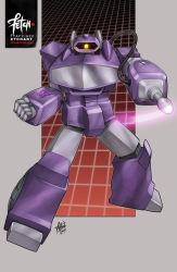 Rule 34 | 2013, aiming, arm cannon, cable, dated, decepticon, deviantart username, emblem, energy, energy cannon, franciscoetchart, glowing, glowing eye, looking at viewer, mecha, robot, science fiction, sensor, shockwave (transformers), signature, transformers, watermark, weapon