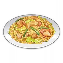 Rule 34 | artist request, beans, chicken (food), commentary, english commentary, food, food focus, game cg, genshin impact, lowres, no humans, noodles, official art, plate, simple background, still life, third-party source, transparent background, yakisoba