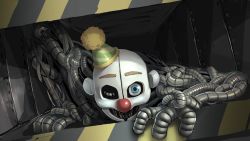 Rule 34 | all fours, blue eyes, cable, clown nose, crawling, ennard, five nights at freddy&#039;s, five nights at freddy&#039;s: sister location, hat, highres, oyoso goku, party hat, solo, ventilation shaft
